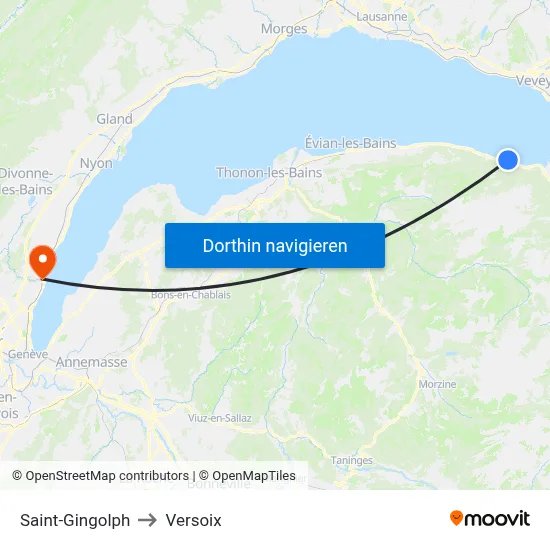 Saint-Gingolph to Versoix map