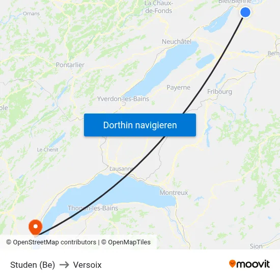 Studen (Be) to Versoix map