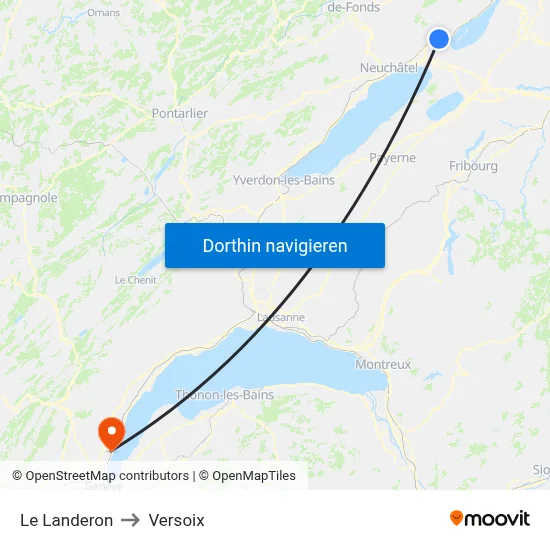 Le Landeron to Versoix map