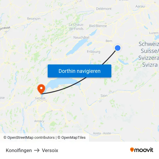Konolfingen to Versoix map