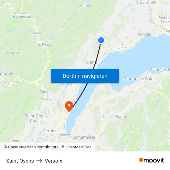 Saint-Oyens to Versoix map