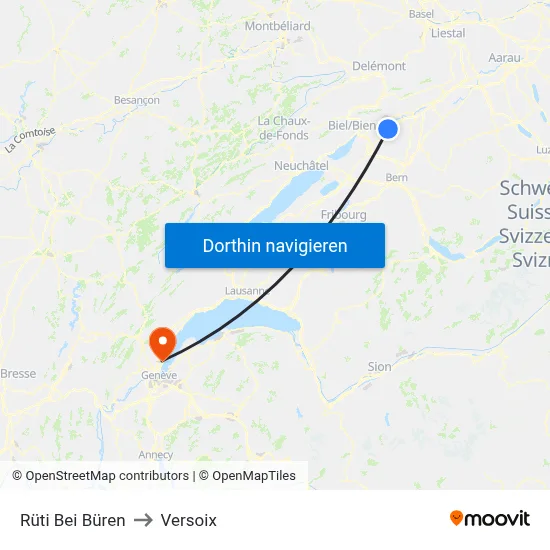 Rüti Bei Büren to Versoix map