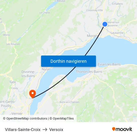 Villars-Sainte-Croix to Versoix map