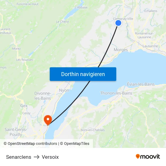 Senarclens to Versoix map