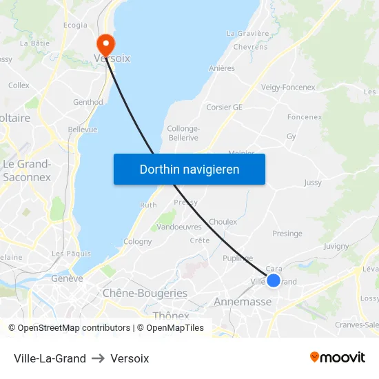 Ville-La-Grand to Versoix map
