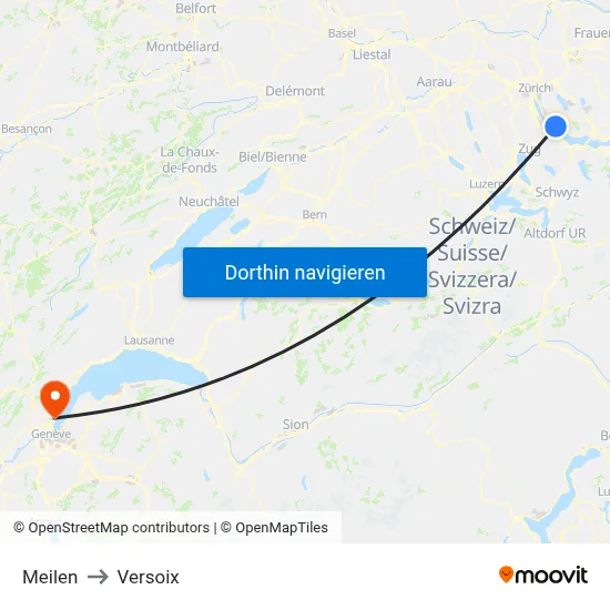 Meilen to Versoix map