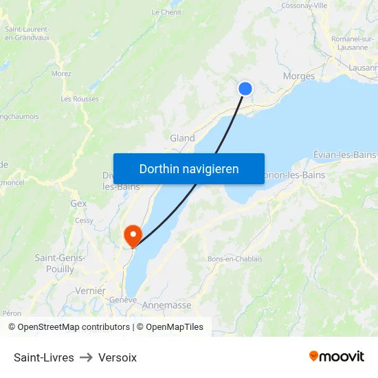 Saint-Livres to Versoix map