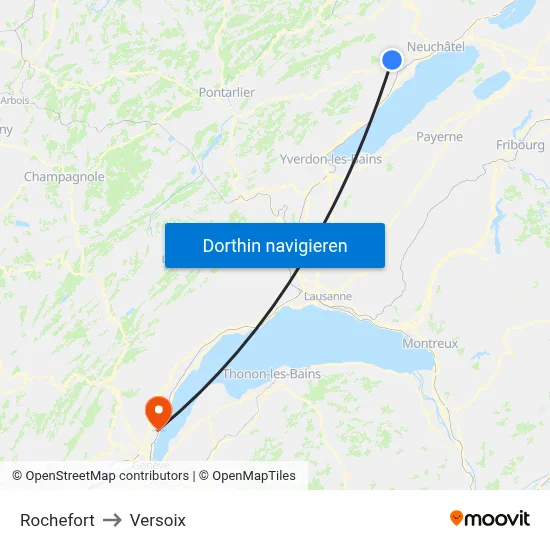 Rochefort to Versoix map
