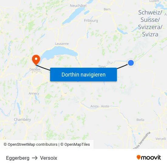 Eggerberg to Versoix map