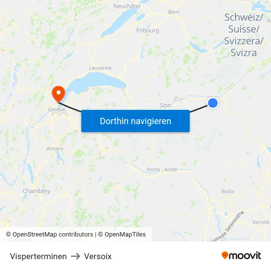 Visperterminen to Versoix map
