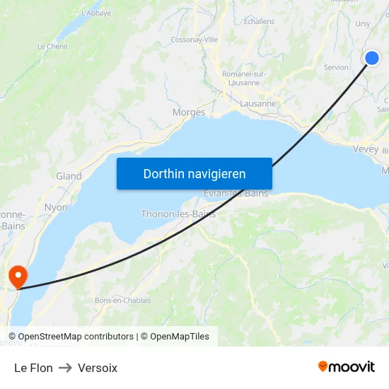 Le Flon to Versoix map