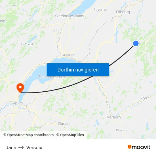 Jaun to Versoix map