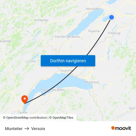 Muntelier to Versoix map