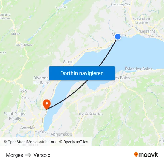 Morges to Versoix map