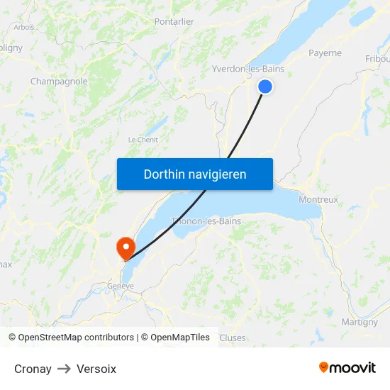 Cronay to Versoix map
