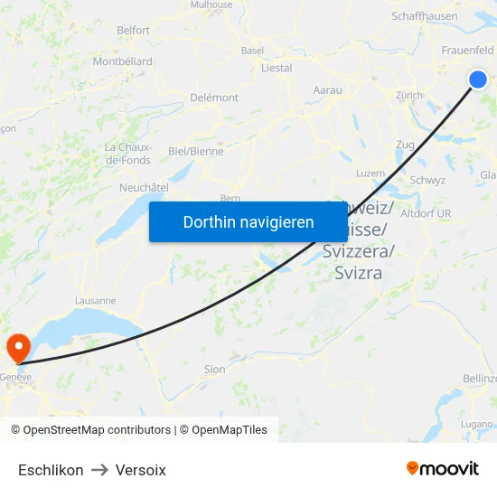 Eschlikon to Versoix map