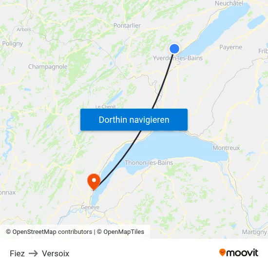 Fiez to Versoix map