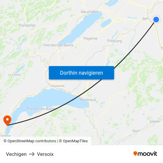 Vechigen to Versoix map