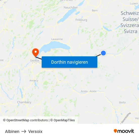 Albinen to Versoix map