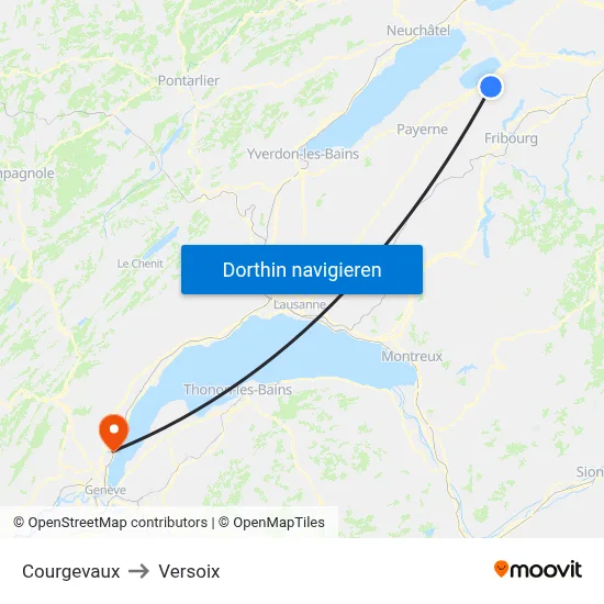Courgevaux to Versoix map