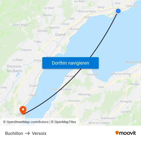 Buchillon to Versoix map