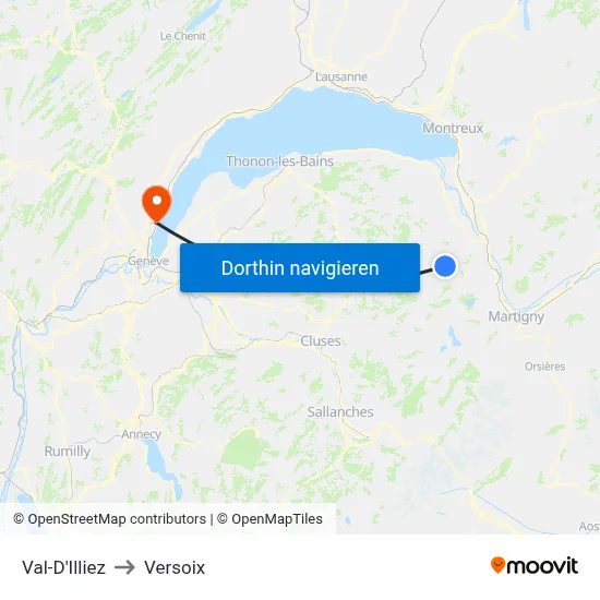 Val-D'Illiez to Versoix map