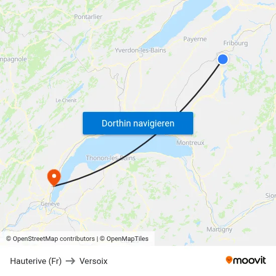 Hauterive (Fr) to Versoix map