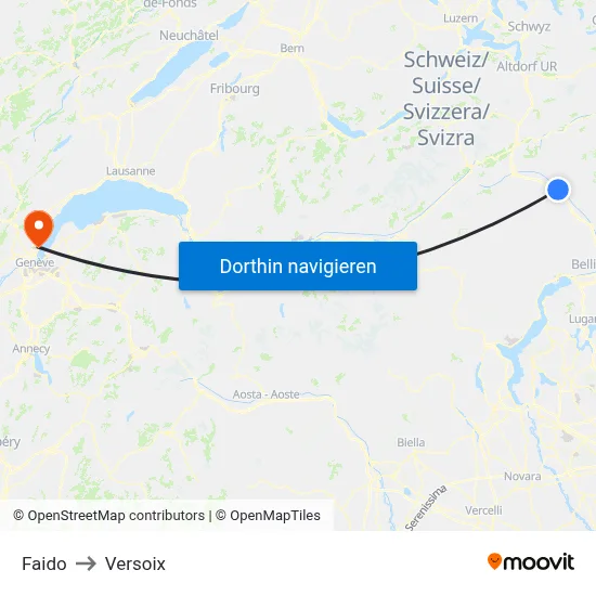 Faido to Versoix map