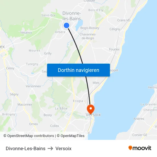 Divonne-Les-Bains to Versoix map