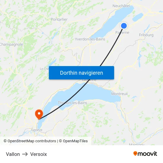 Vallon to Versoix map