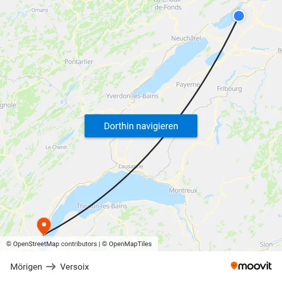 Mörigen to Versoix map