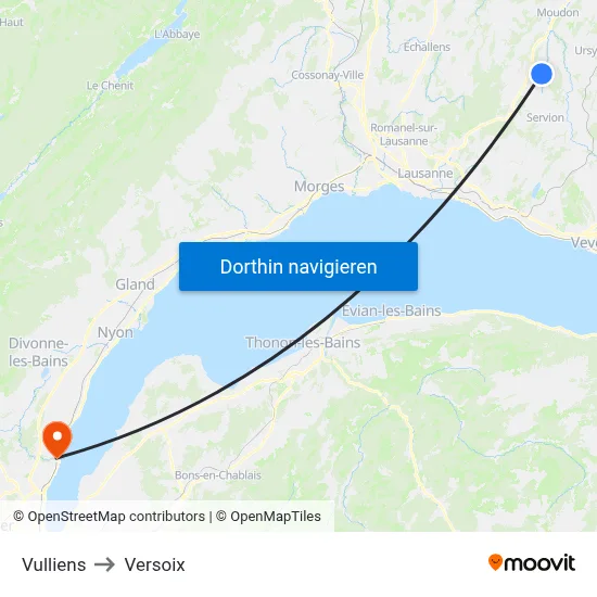 Vulliens to Versoix map
