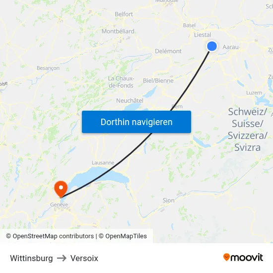 Wittinsburg to Versoix map