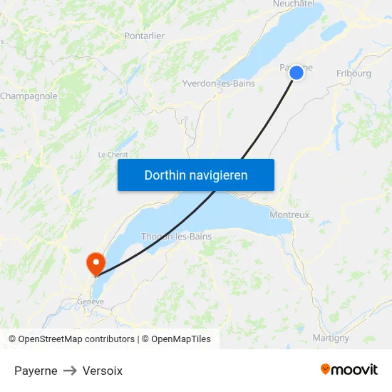Payerne to Versoix map