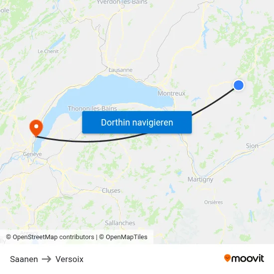 Saanen to Versoix map