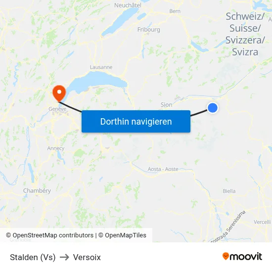Stalden (Vs) to Versoix map