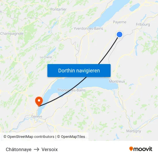 Châtonnaye to Versoix map