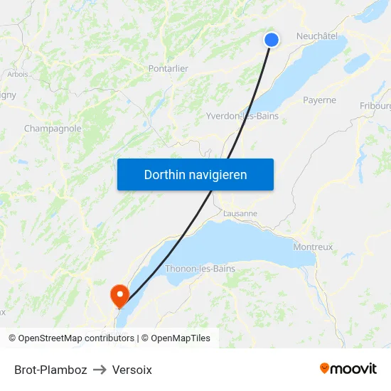 Brot-Plamboz to Versoix map