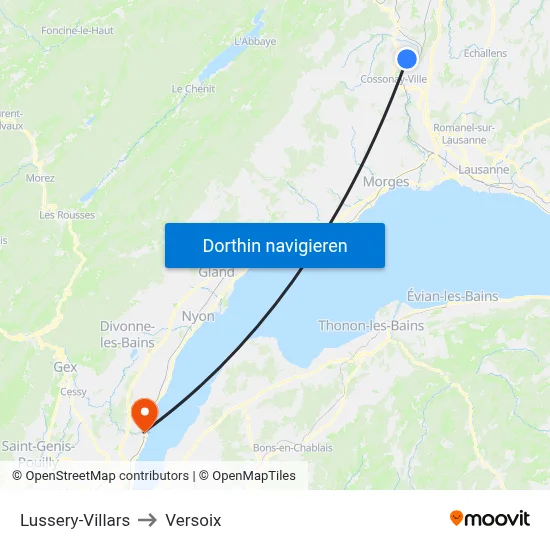 Lussery-Villars to Versoix map