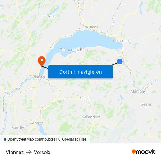 Vionnaz to Versoix map