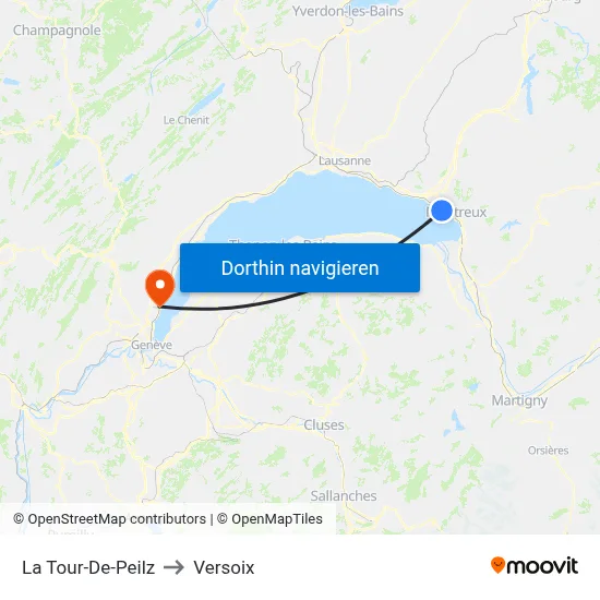 La Tour-De-Peilz to Versoix map