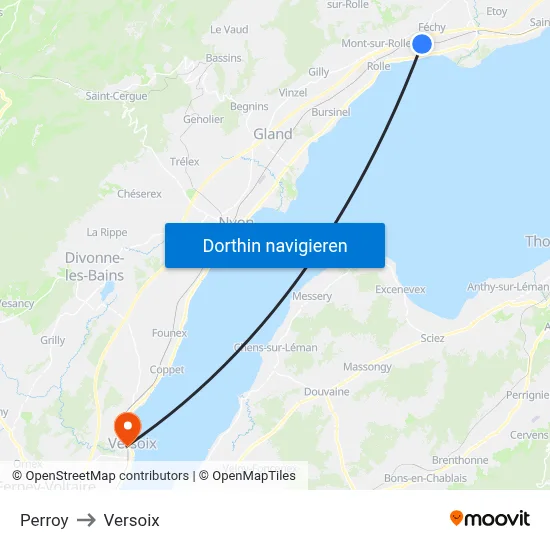 Perroy to Versoix map