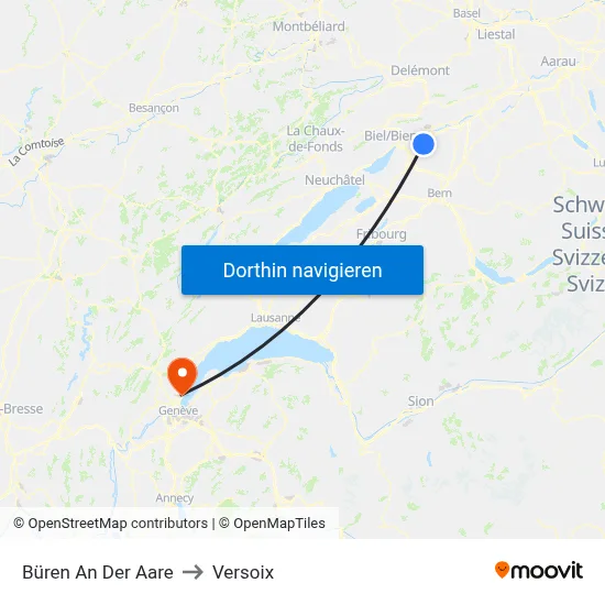 Büren An Der Aare to Versoix map