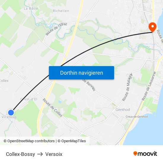 Collex-Bossy to Versoix map