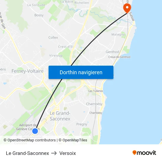 Le Grand-Saconnex to Versoix map