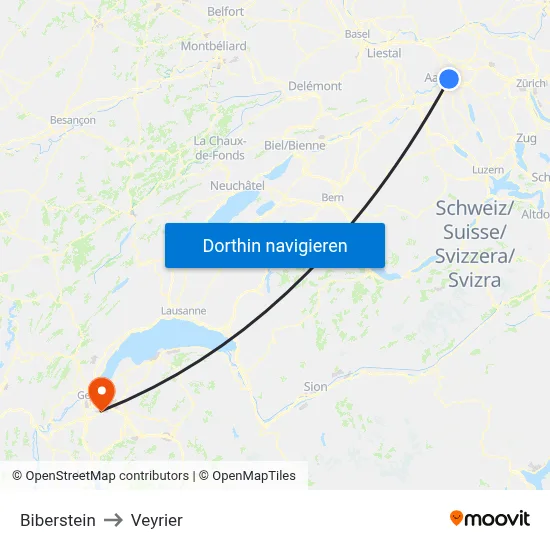 Biberstein to Veyrier map