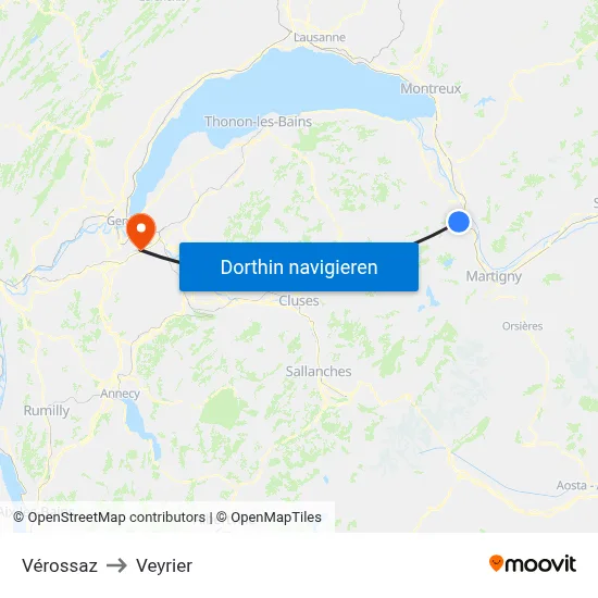 Vérossaz to Veyrier map