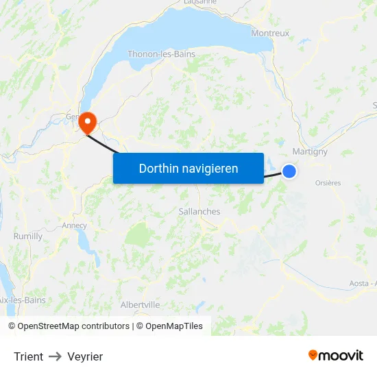 Trient to Veyrier map
