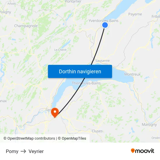 Pomy to Veyrier map