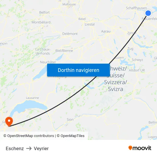 Eschenz to Veyrier map